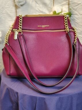 Karl Lagerfeld Women's Magenta Chain-Handle Tote